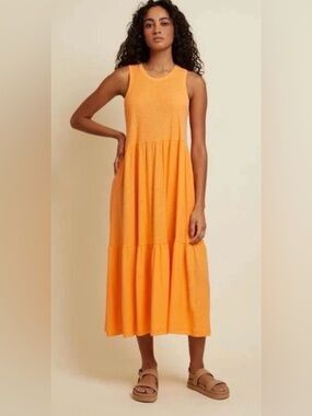 NATION LTD Sleeveless Tiered Melissa Maxi Dress In Orange Large Coastal